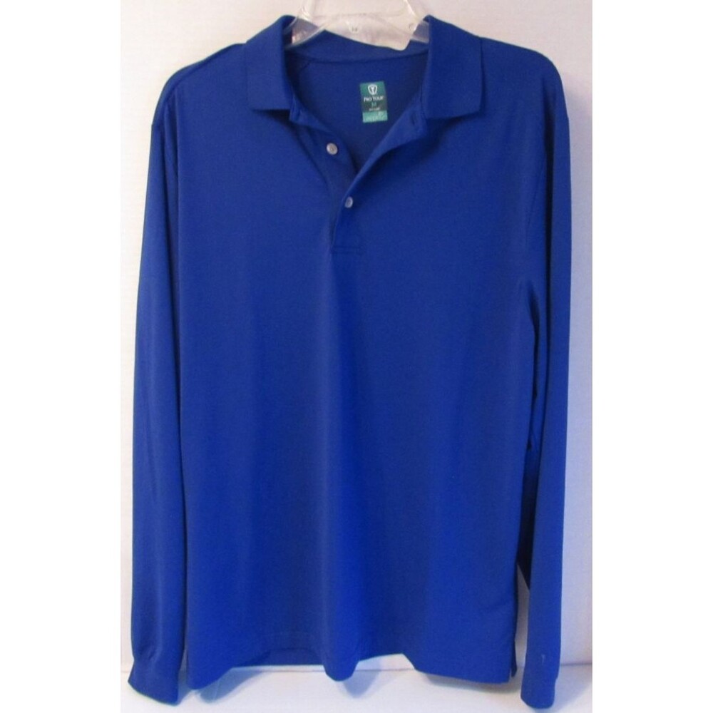Pro Tour Air Play Breathable Long Sleeve Polo Blue Golf Pullover Shirt Size M